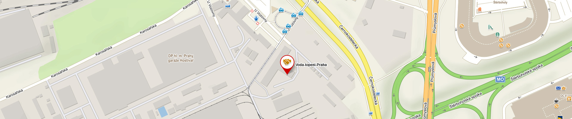 Mapa – U Vozovny 8, 108 00 Praha 10